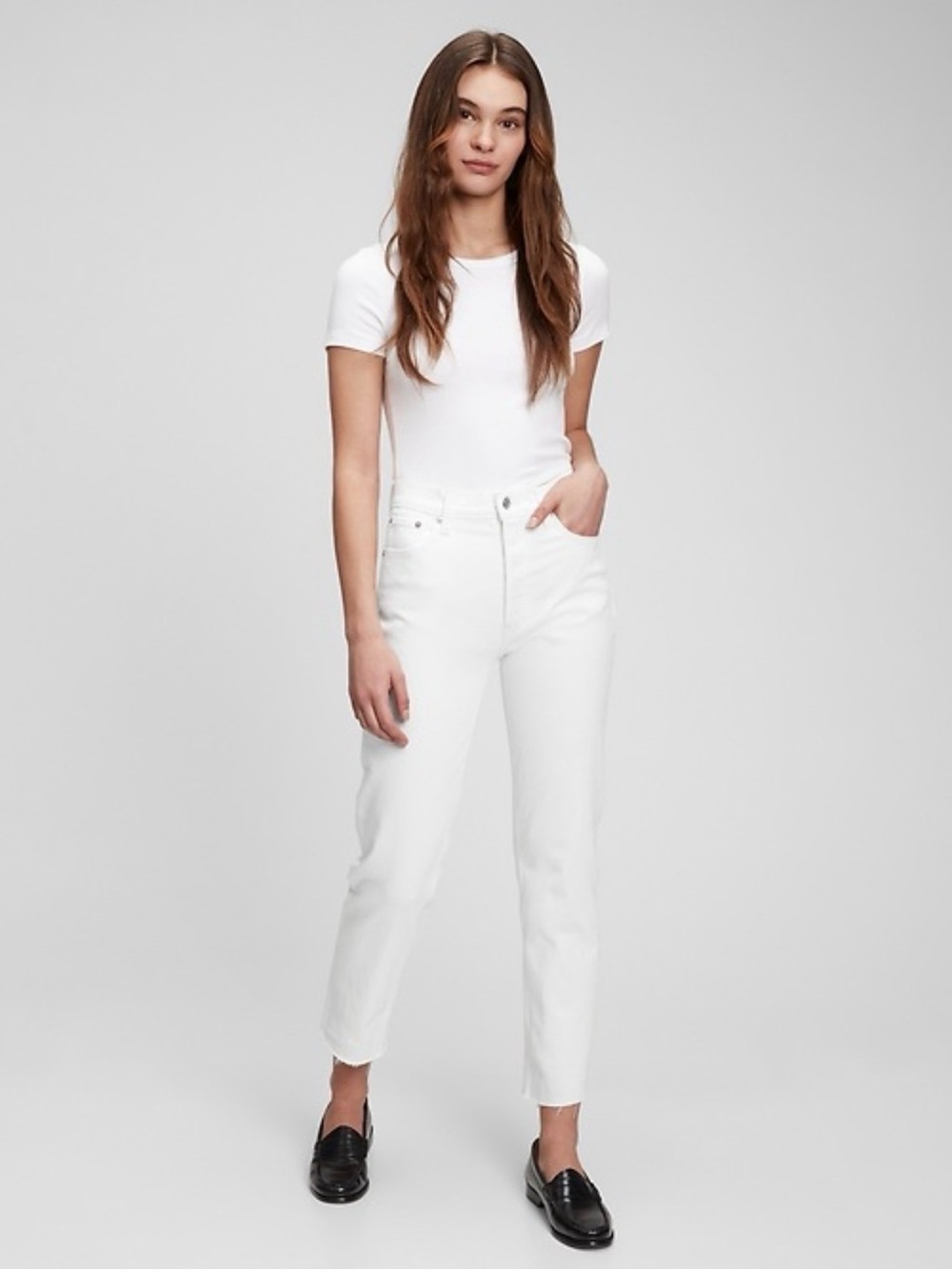 Gap Cheeky Straight High Rise White Denim Jean